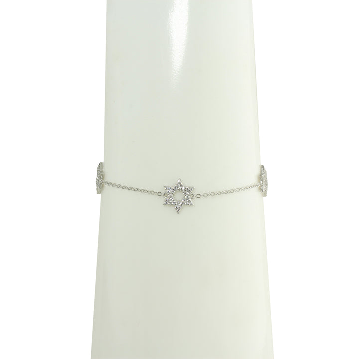 Silver triple star of David bracelet