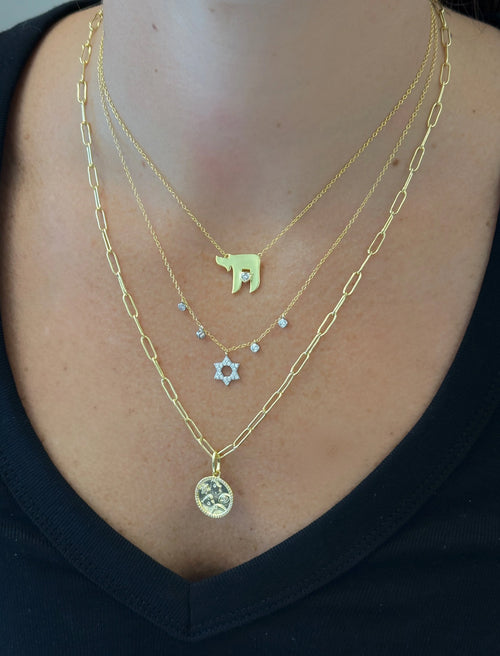 DIAMOND HEART CHAI NECKLACE