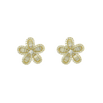 Gold, baguette flower earrings