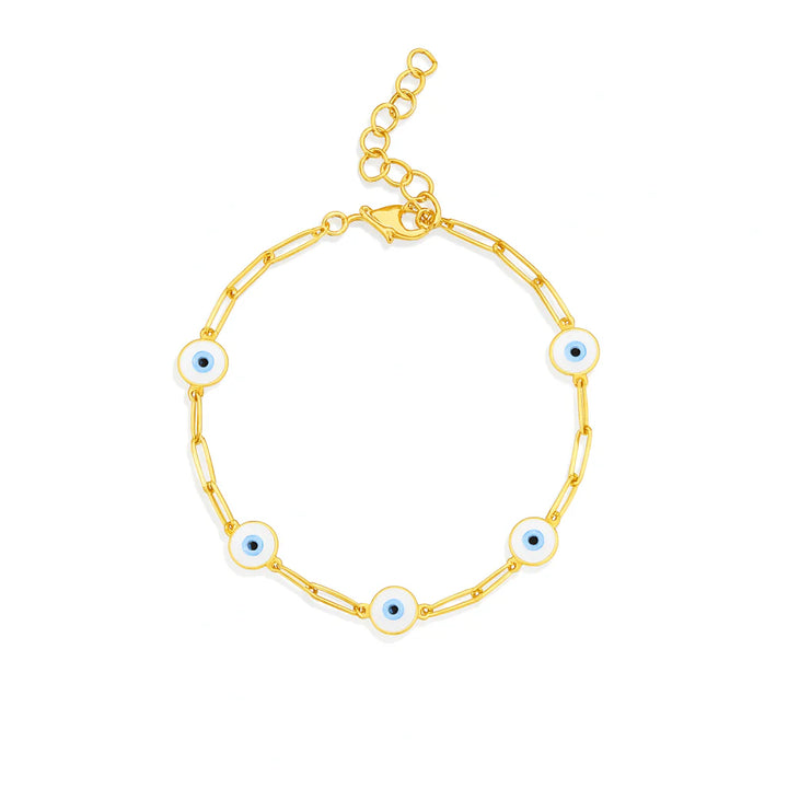 COLOR EVIL EYE PAPERCLIP BRACELET