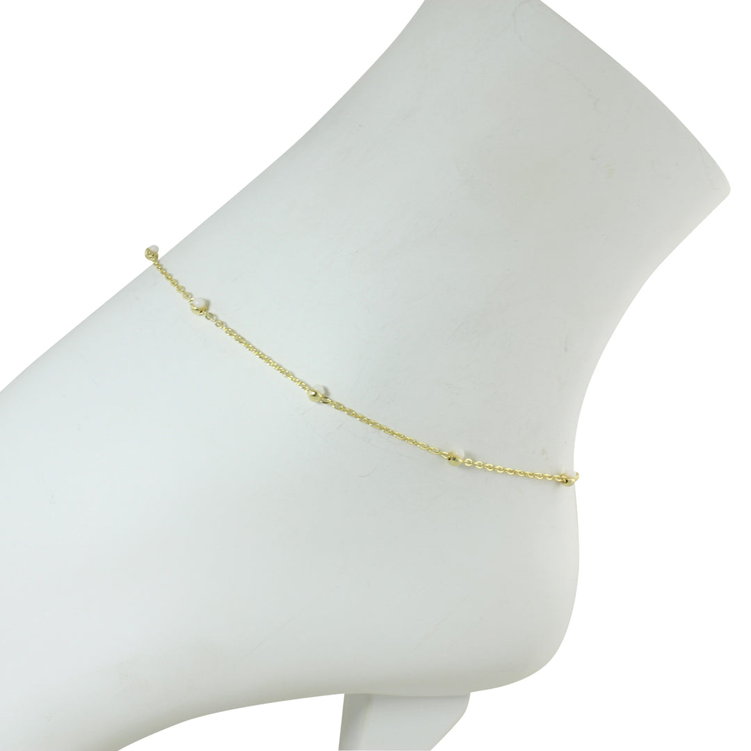 GOLD AND COLOR BEAD ANKLET
