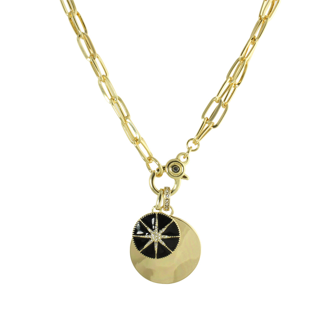 Double down link charm necklace