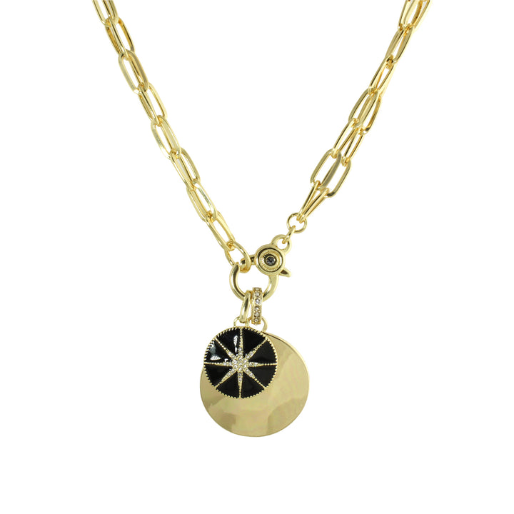 Double down link charm necklace