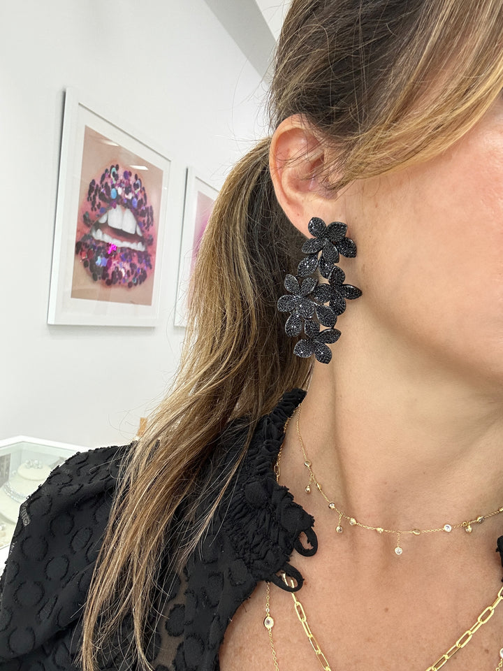 LARGE FLOWER DROP EARRINGS