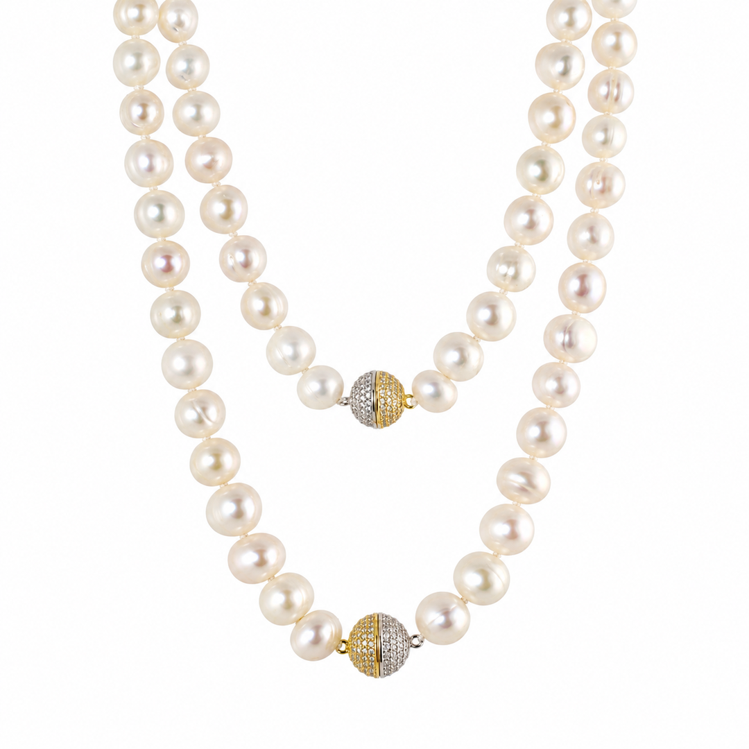 PAVÈ BALL PEARL NECKLACE