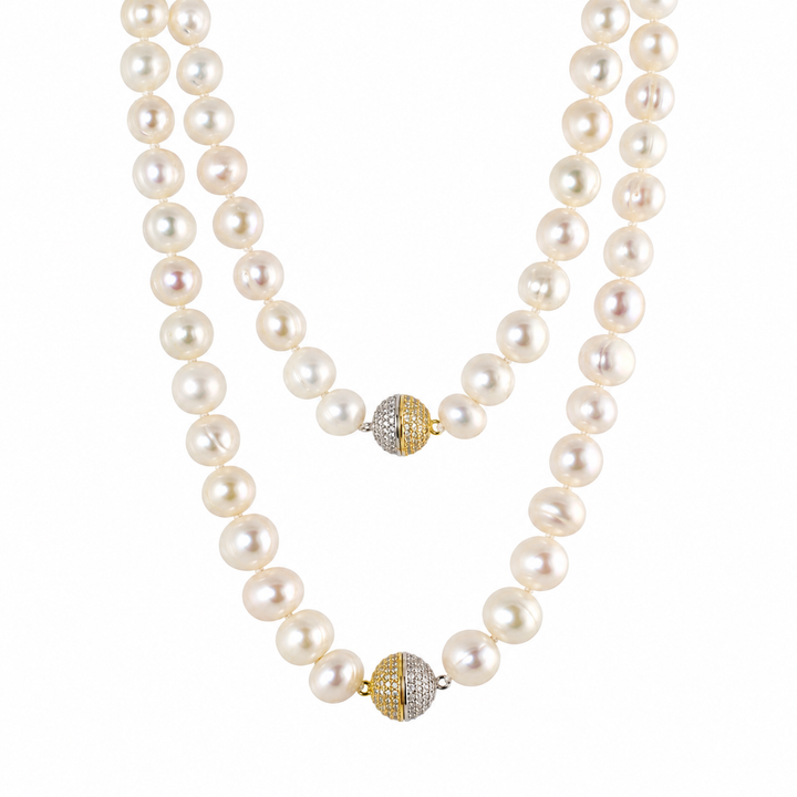 PAVÈ BALL PEARL NECKLACE