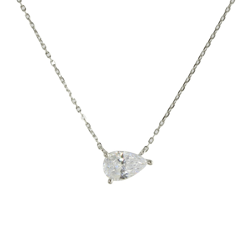 SIDEWAYS PEAR SOLITAIRE NECKLACE