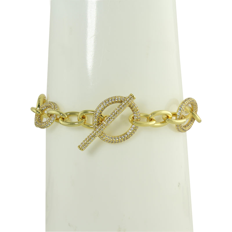 Mixed link pavè toggle bracelet