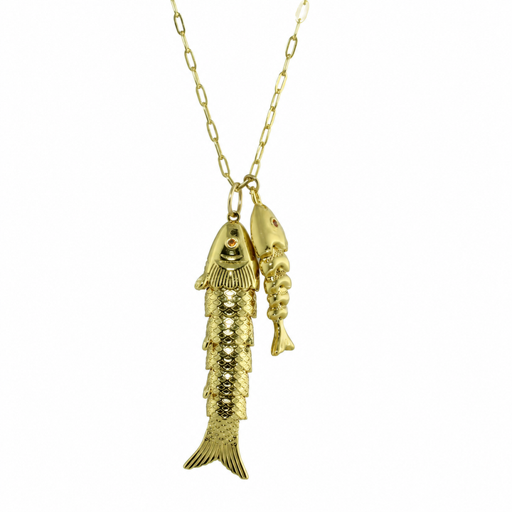 DOUBLE FISH LINK NECKLACE