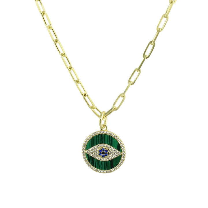 malachite green evil eye necklace