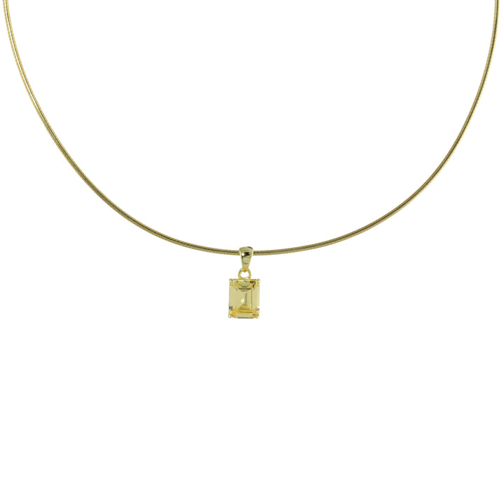 SOFT WIRE EMERALD CUT SOLITAIRE NECKLACE