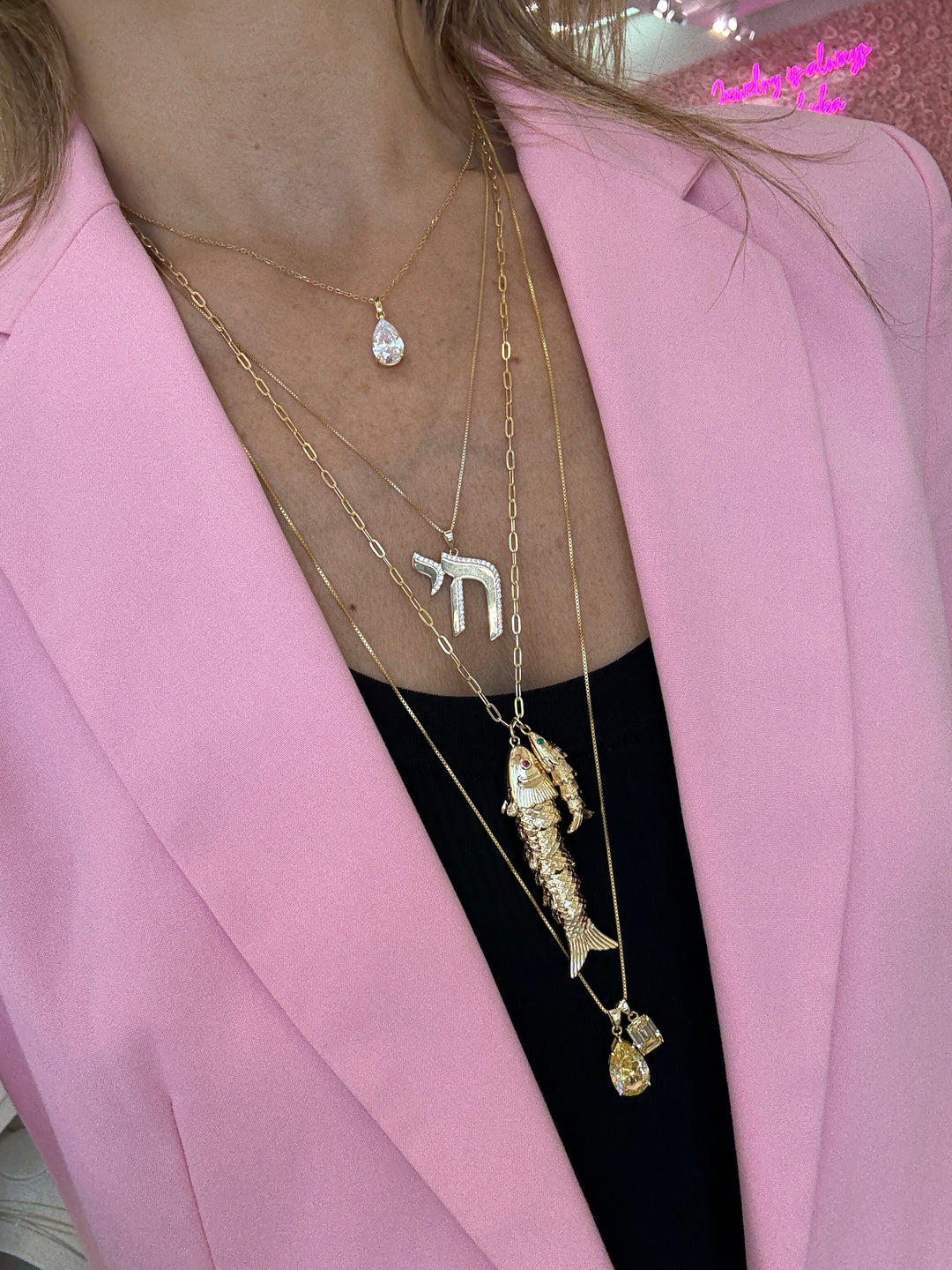 THE LARGE 2 STONE CANARY SOLITAIRE LONG NECKLACE
