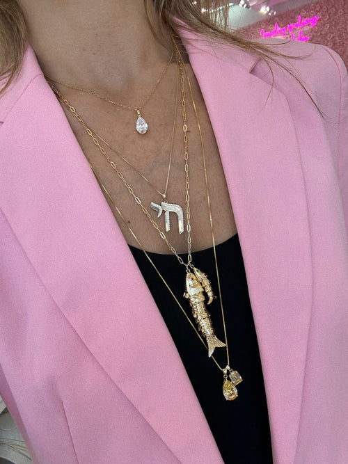 THE LARGE 2 STONE CANARY SOLITAIRE LONG NECKLACE