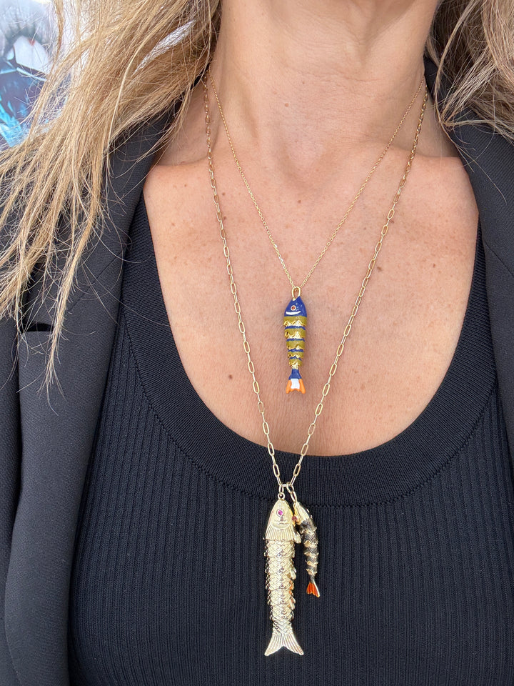 SINGLE ENAMEL FISH NECKLACE