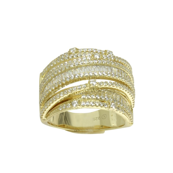 BAGUETTE OVERLAP COCKTAILS RING