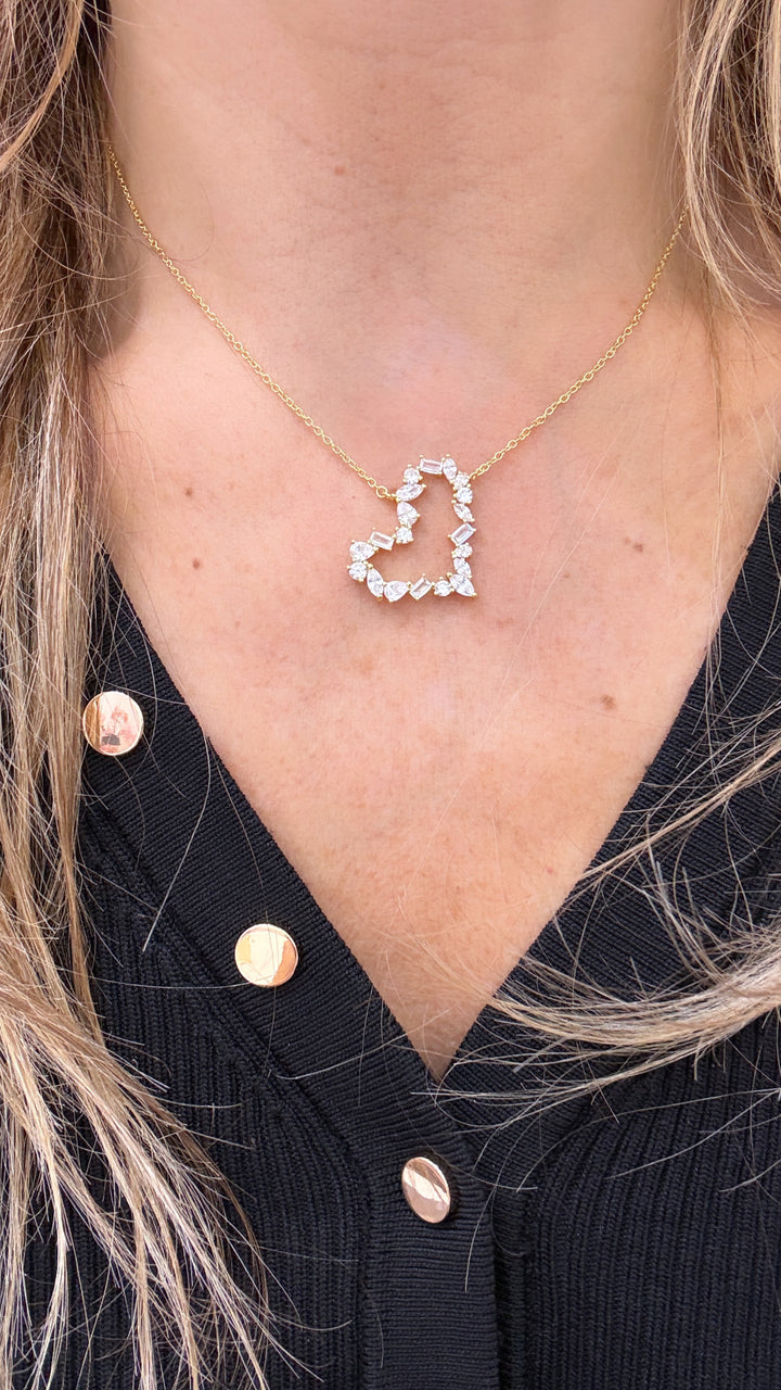 MIXED STONE HEART NECKLACE