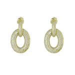 Gold cz oval link earrings 