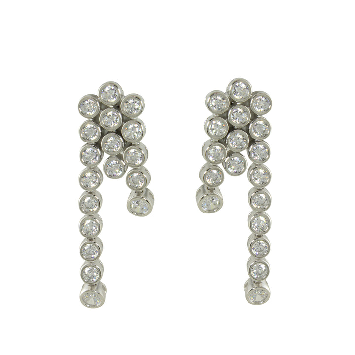 CZ DIAMOND BEZEL WATERFALL EARRINGS