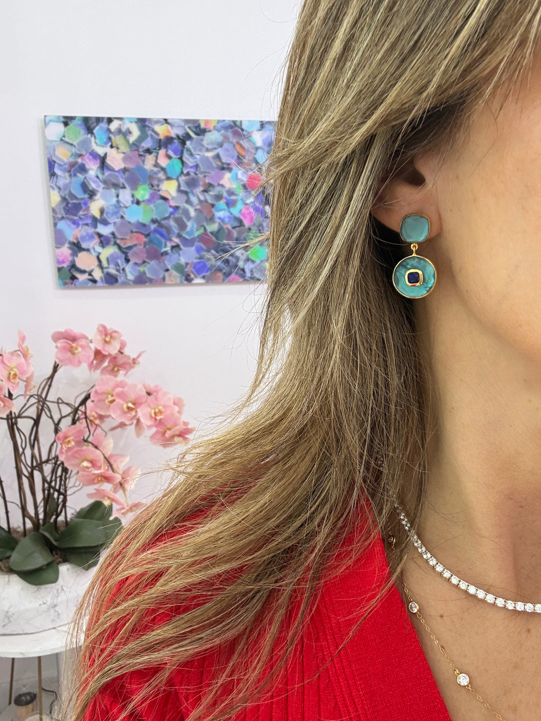DOUBLE STONE STATEMENT EARRINGS