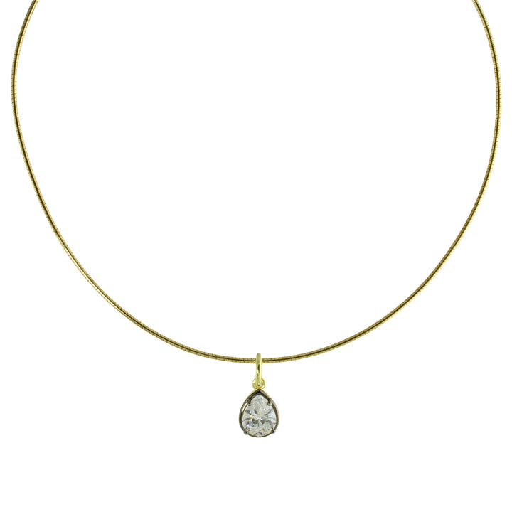 SOFT WIRE SOLITAIRE NECKLACE WITH BLACK BEZEL