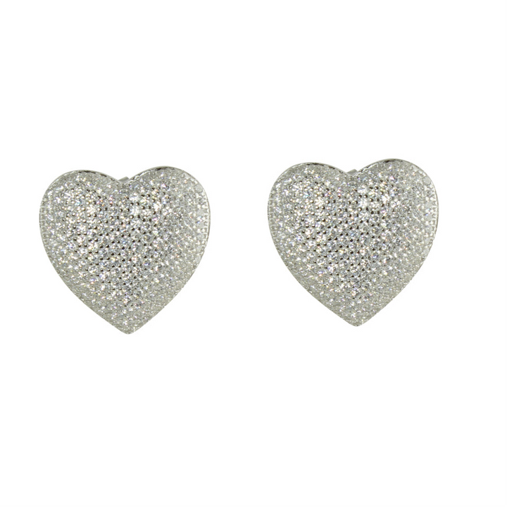PAVÈ DOME HEART STUD EARRINGS