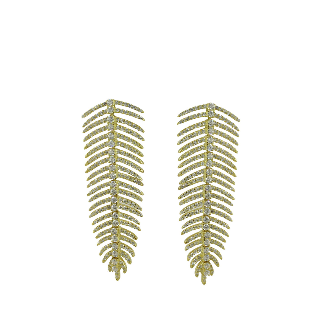 CZ DIAMOND FEATHER EARRINGS