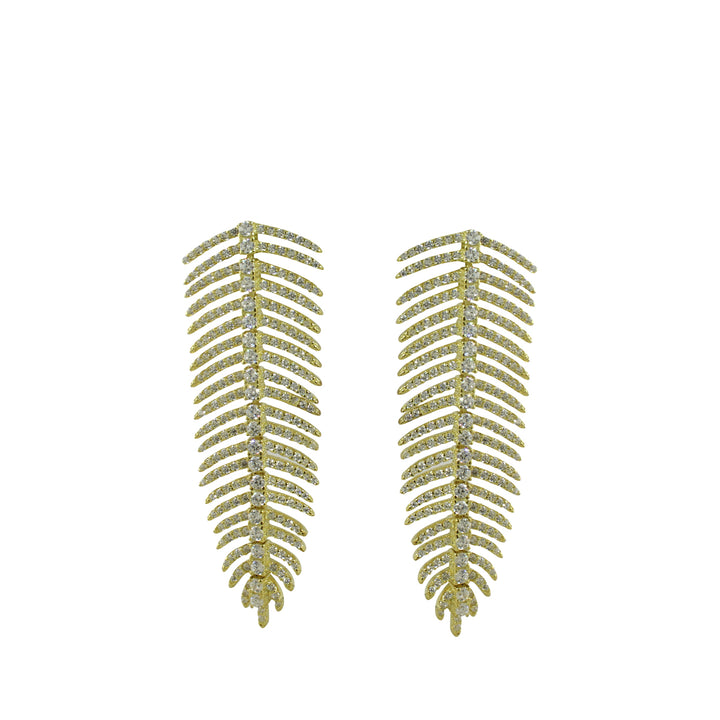 CZ DIAMOND FEATHER EARRINGS