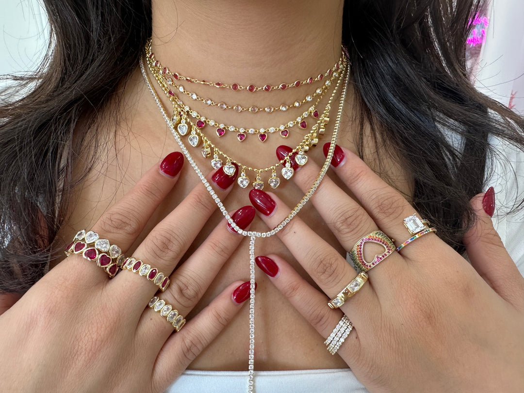 HANGING HEARTS BALL CHAIN NECKLACE