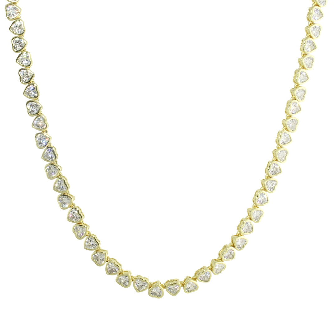 PINK HEART TENNIS NECKLACE