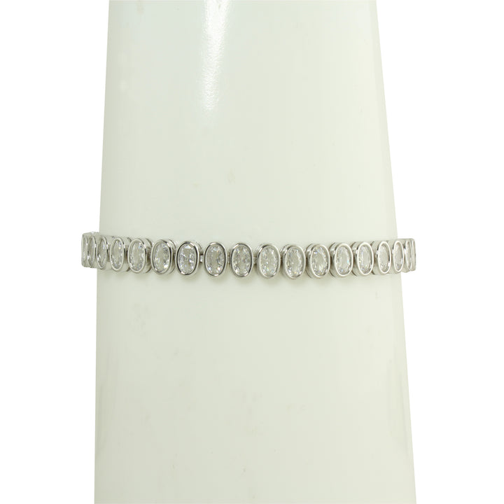 Bezel set oval tennis bracelet
