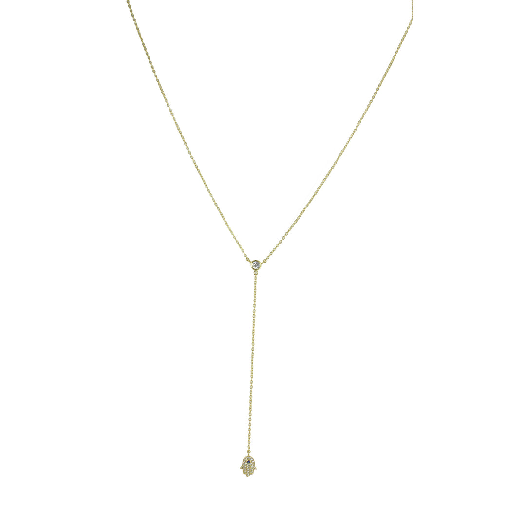DELICATE HAMSA LARIAT NECKLACE