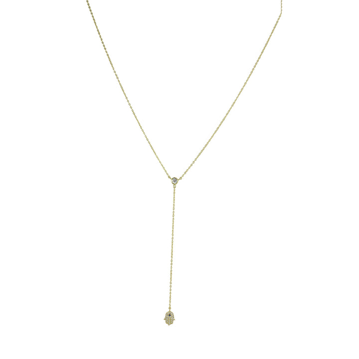 DELICATE HAMSA LARIAT NECKLACE