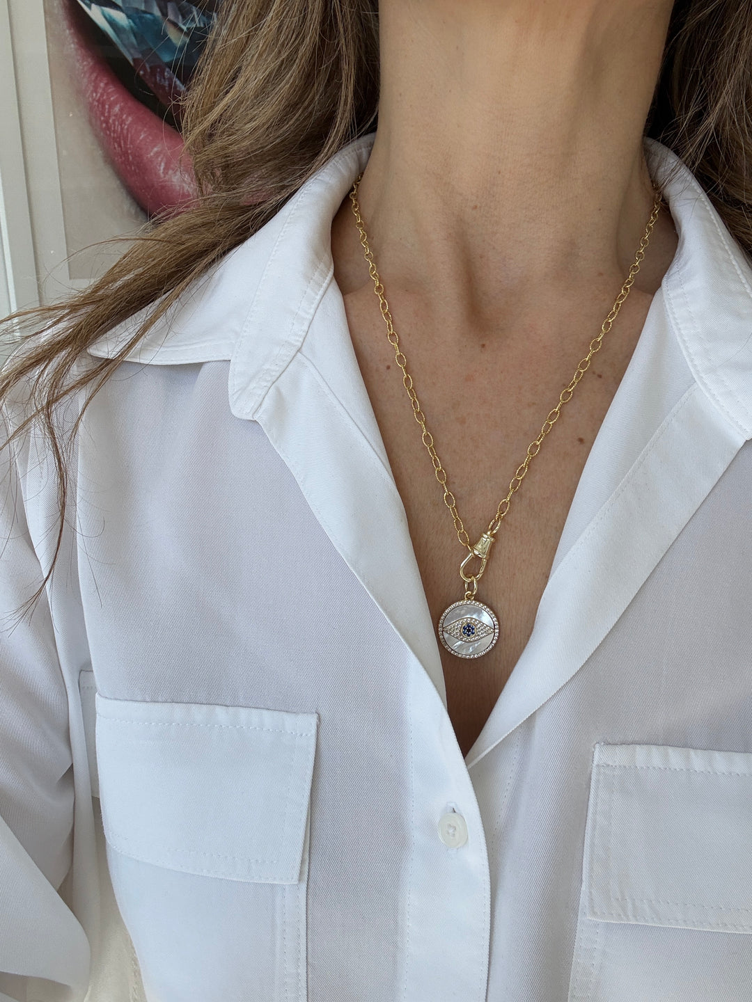 LARGE ROUND EVIL EYE NECKLACE