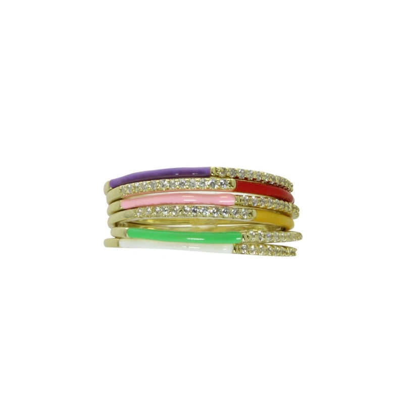 MULTI ENAMEL COLOR STACK RING SET