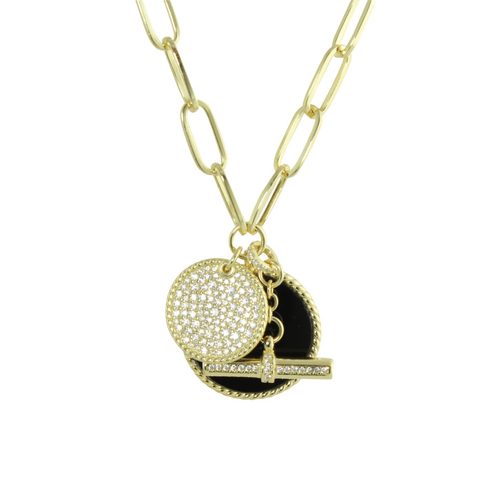 DISC &amp; TOGGLE CHARM NECKLACE