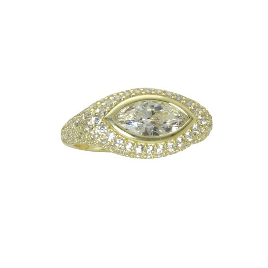 PAVÈ PEAR PINKY SIGNET RING
