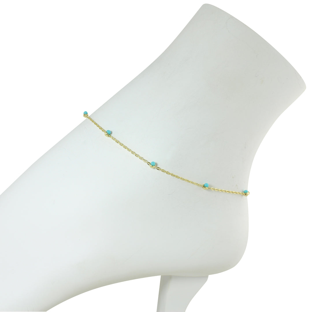 GOLD AND COLOR BEAD ANKLET