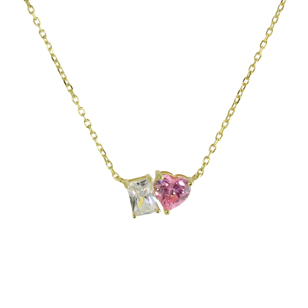PINK TWO STONE NECKLACE