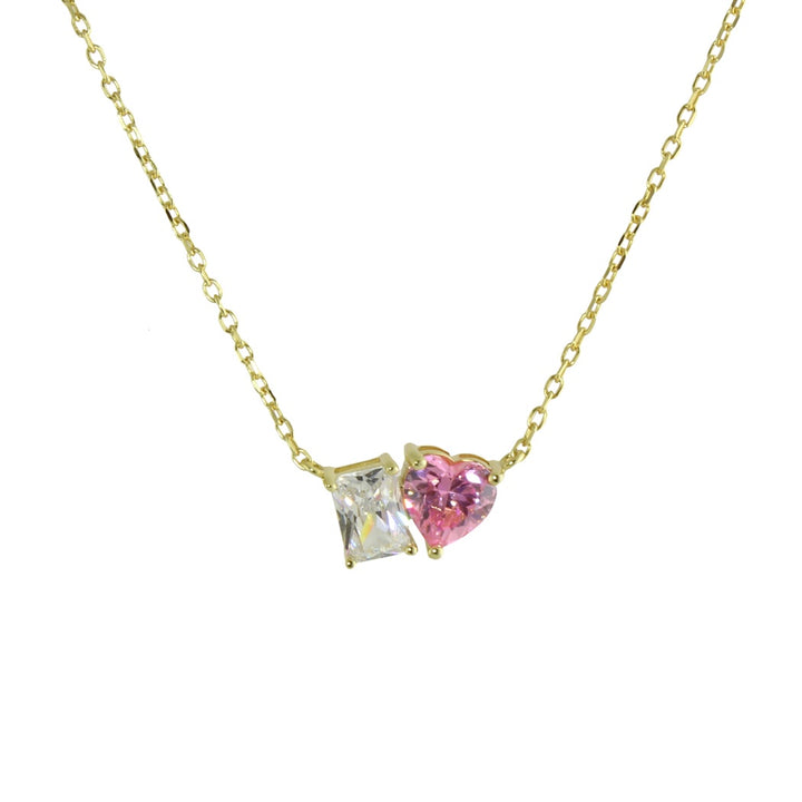 PINK TWO STONE NECKLACE