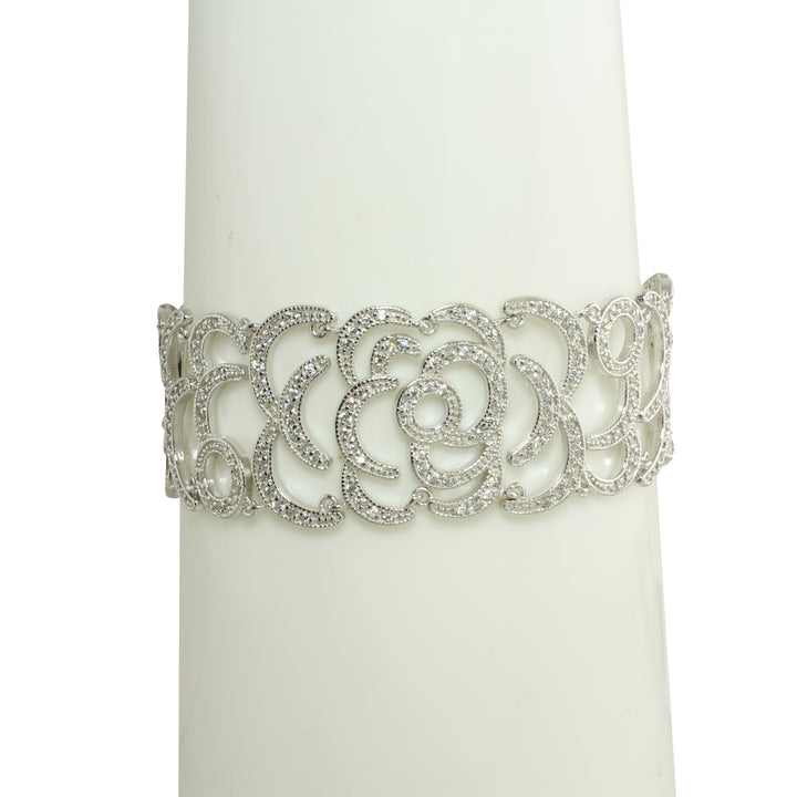 FLOWER CZ DIAMOND WIDE BRACELET