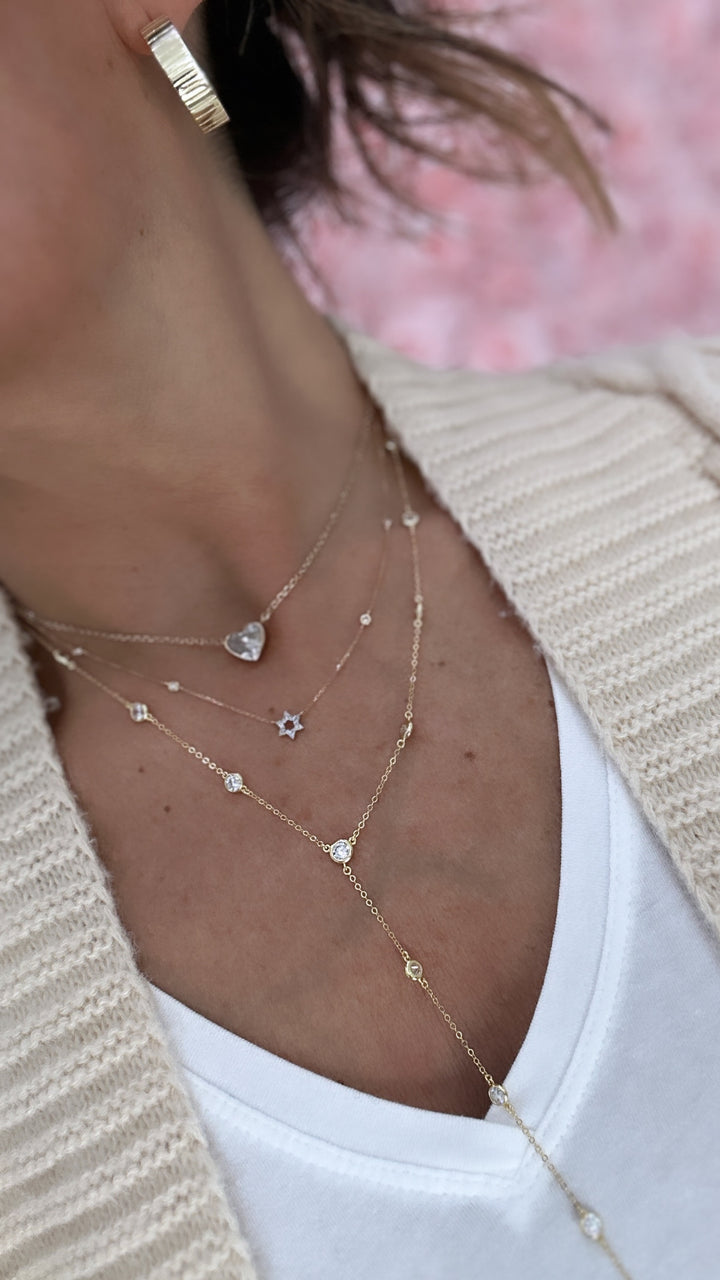 14k MINI DIAMOND STAR OF DAVID NECKLACE