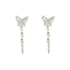 Silver butterfly chain earrings