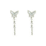 Silver butterfly chain earrings