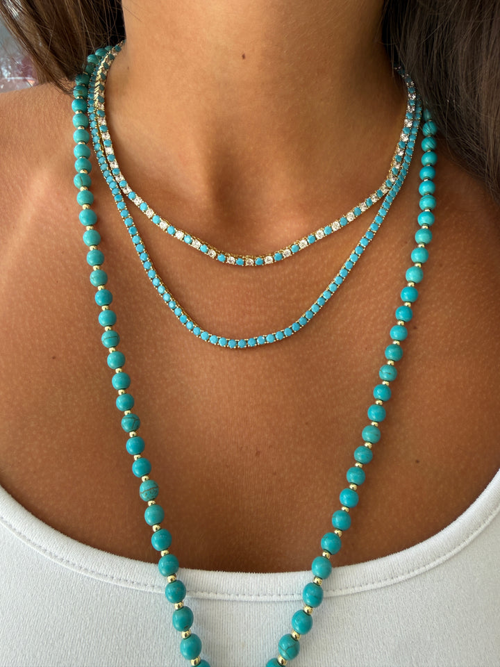 TURQUOISE TENNIS NECKLACE