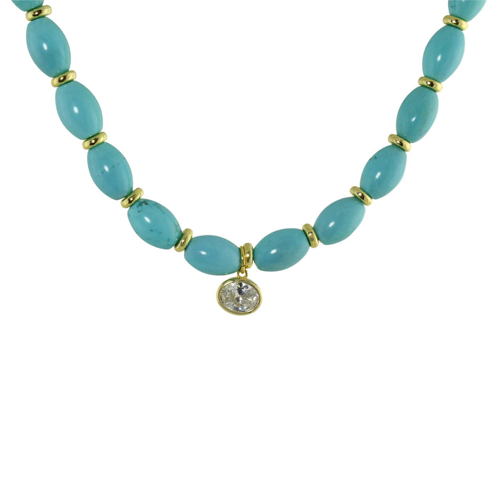 COLOR BEAD OVAL SOLITAIRE NECKLACE