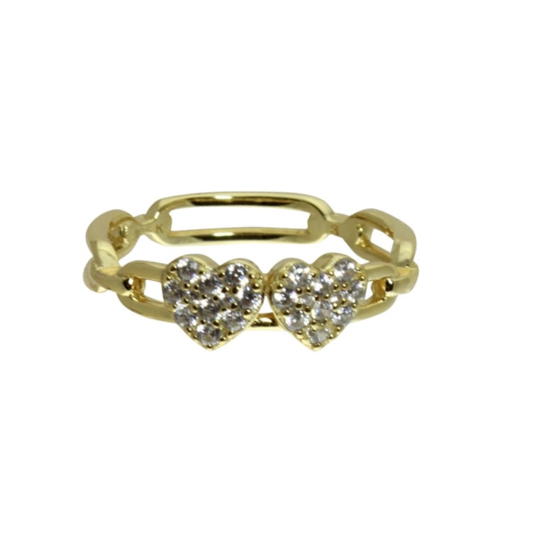 DOUBLE HEART LINK RING