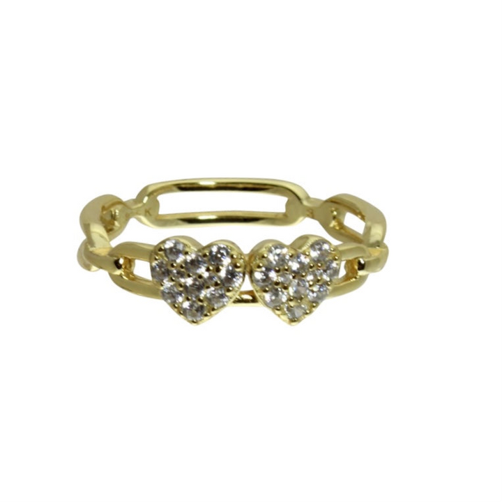 DOUBLE HEART LINK RING