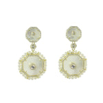 OCTAGON PEARL BOARDER DROP EARRINGS