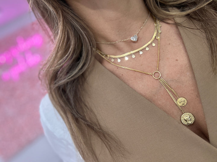 14K HANGING MINI DISCS NECKLACE