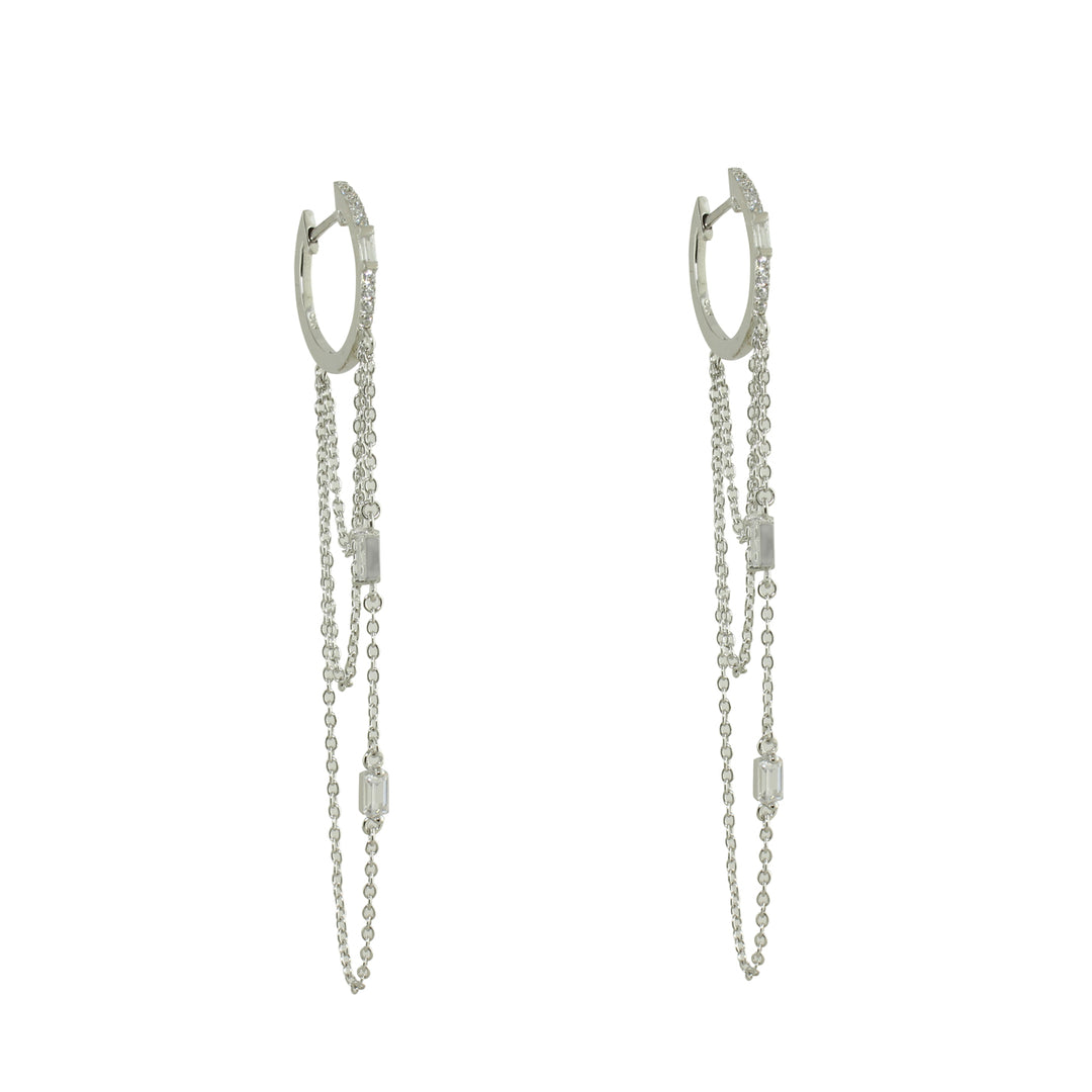 Silver long chain earrings 